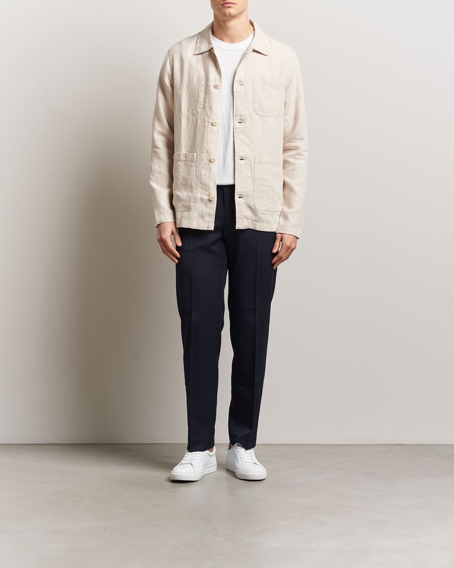 Herre | Skjorter | KnowledgeCotton Apparel | Linen Overshirt Light Feather Grey