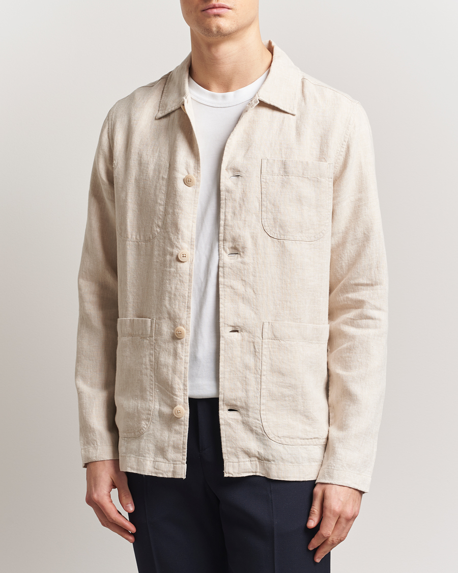 Herre | Skjorter | KnowledgeCotton Apparel | Linen Overshirt Light Feather Grey