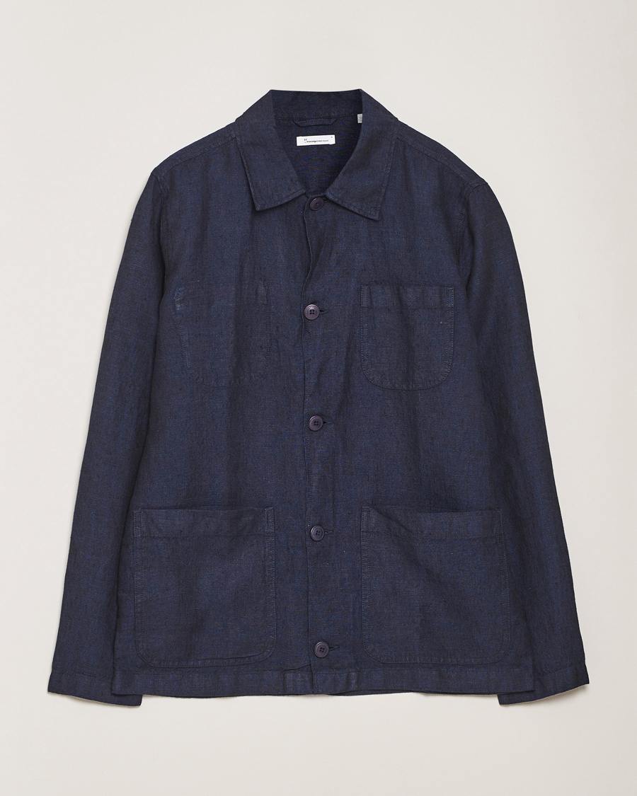 Herre | Skjorter | KnowledgeCotton Apparel | Linen Overshirt Total Eclipse