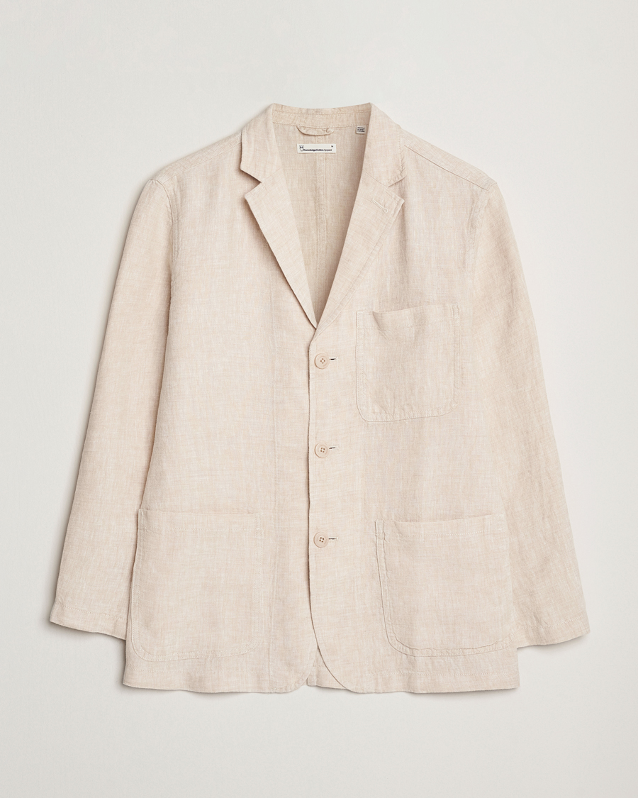 Herre | Dressjakker | KnowledgeCotton Apparel | Linen Blazer Light Feather Grey