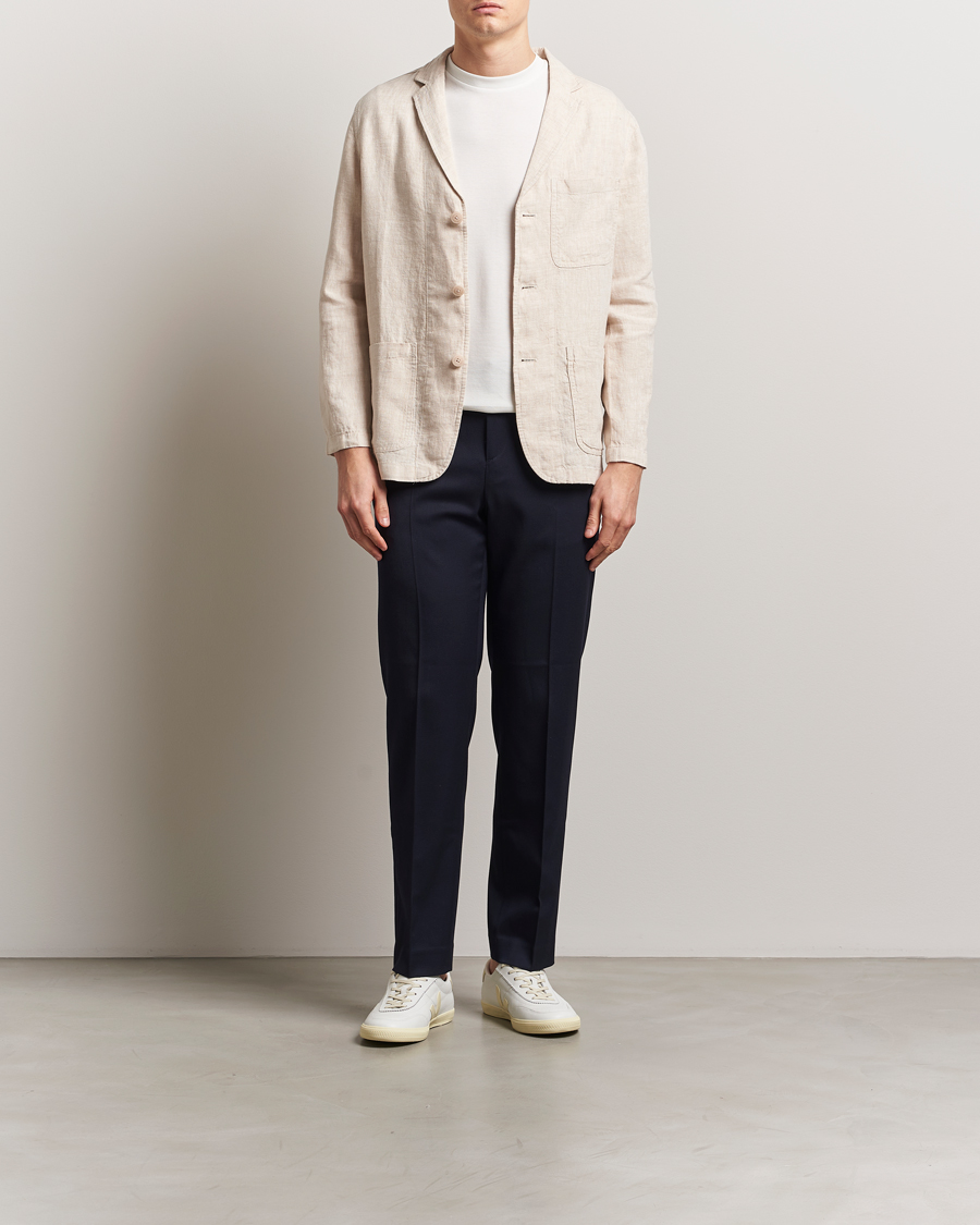 Herre | Dressjakker | KnowledgeCotton Apparel | Linen Blazer Light Feather Grey