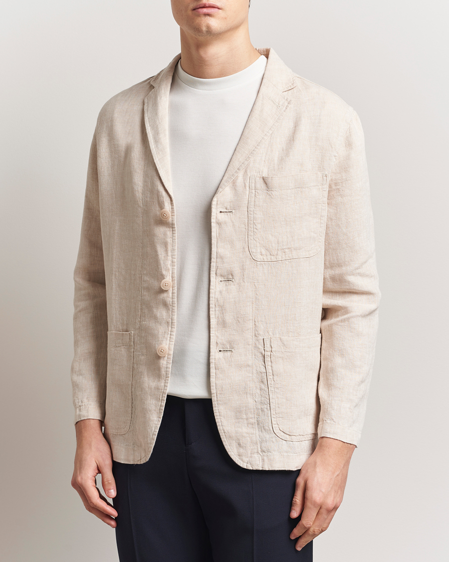 Herre | Dressjakker | KnowledgeCotton Apparel | Linen Blazer Light Feather Grey