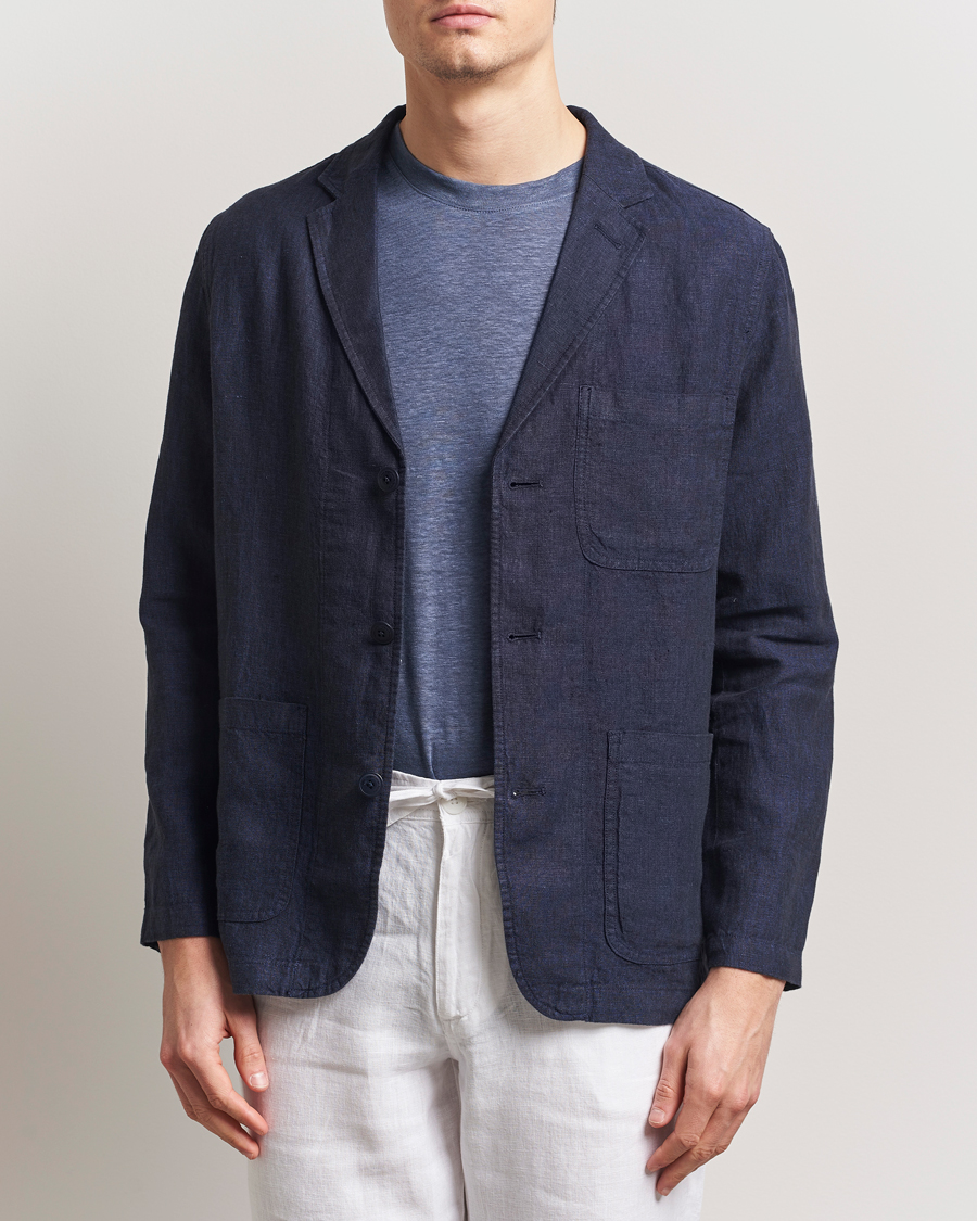 Herre | Dressjakker | KnowledgeCotton Apparel | Linen Blazer Total Eclipse