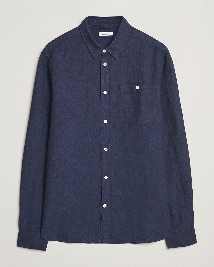 Herre | Skjorter | KnowledgeCotton Apparel | Regular Linen Shirt Total Eclipse