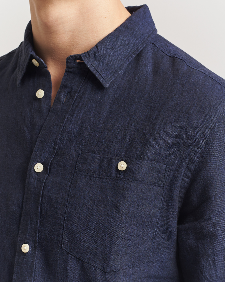 Herre | Skjorter | KnowledgeCotton Apparel | Regular Linen Shirt Total Eclipse