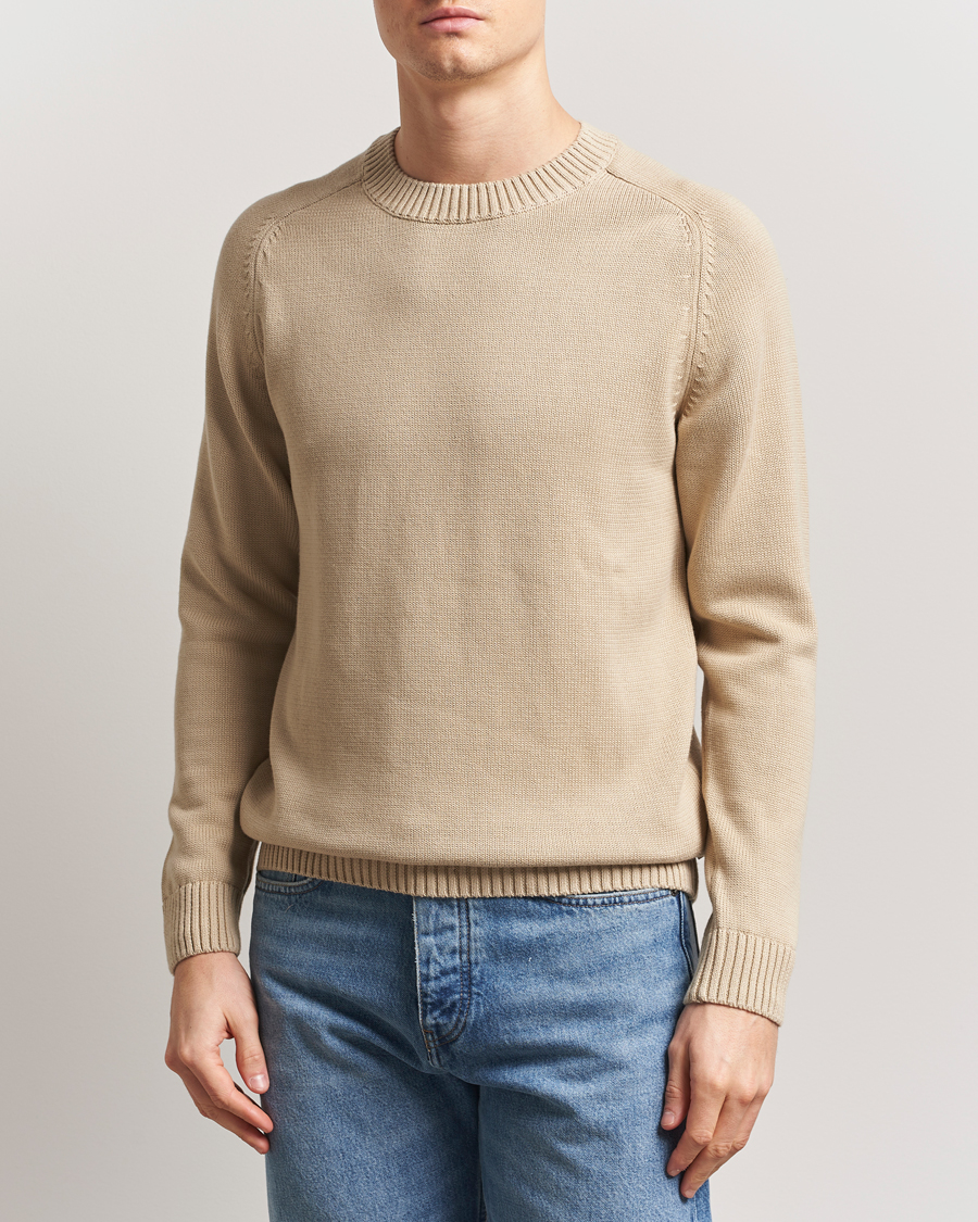 Herre | Gensere | KnowledgeCotton Apparel | Plain Knitted Cotton Crew Light Feather Grey