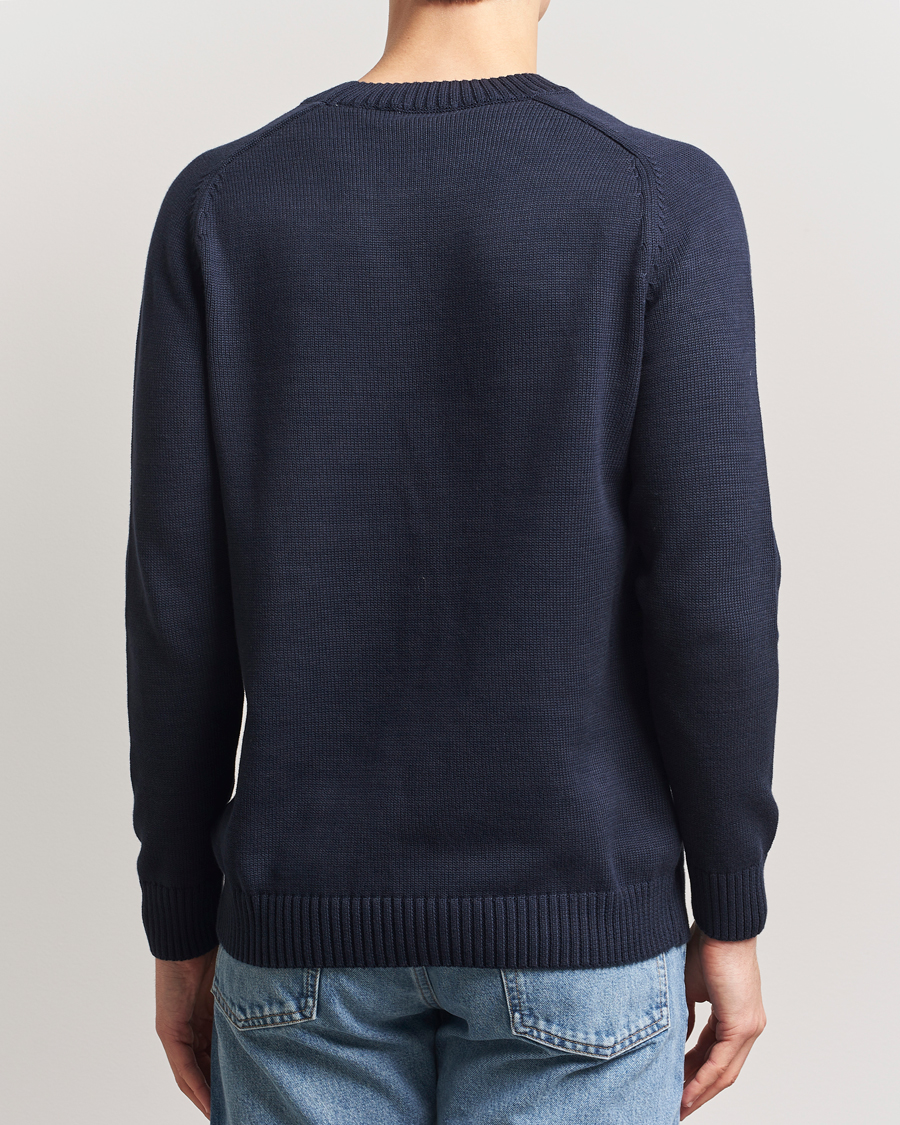 Herre | Gensere | KnowledgeCotton Apparel | Plain Knitted Cotton Crewneck Night Sky