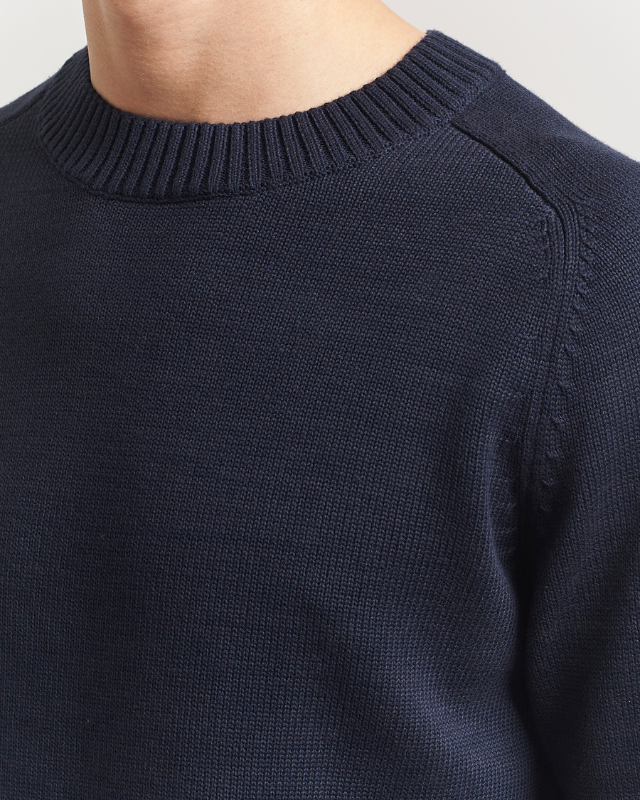 Herre | Gensere | KnowledgeCotton Apparel | Plain Knitted Cotton Crewneck Night Sky
