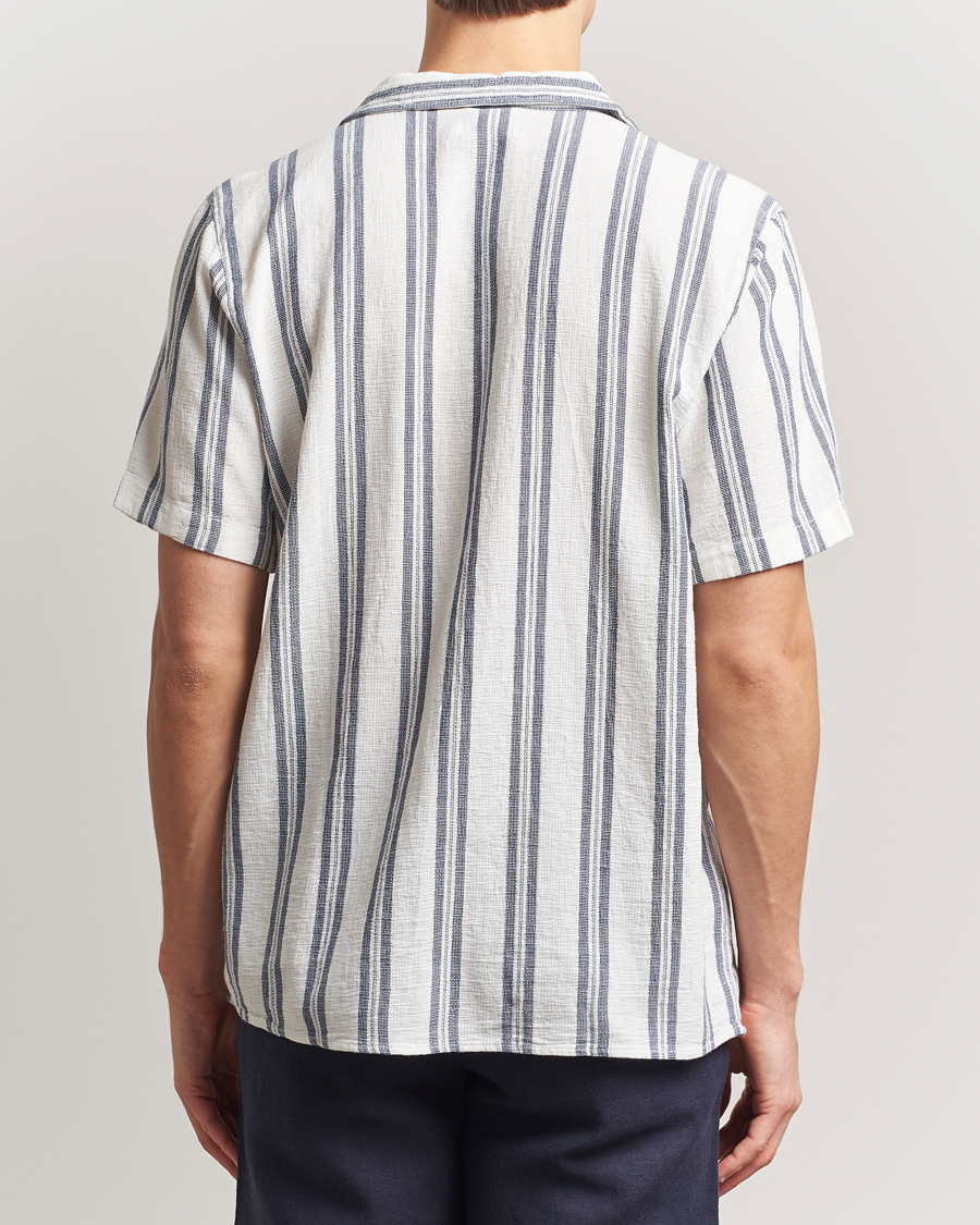 Herre | Skjorter | KnowledgeCotton Apparel | Box Short Sleeve Stripe Shirt Blue