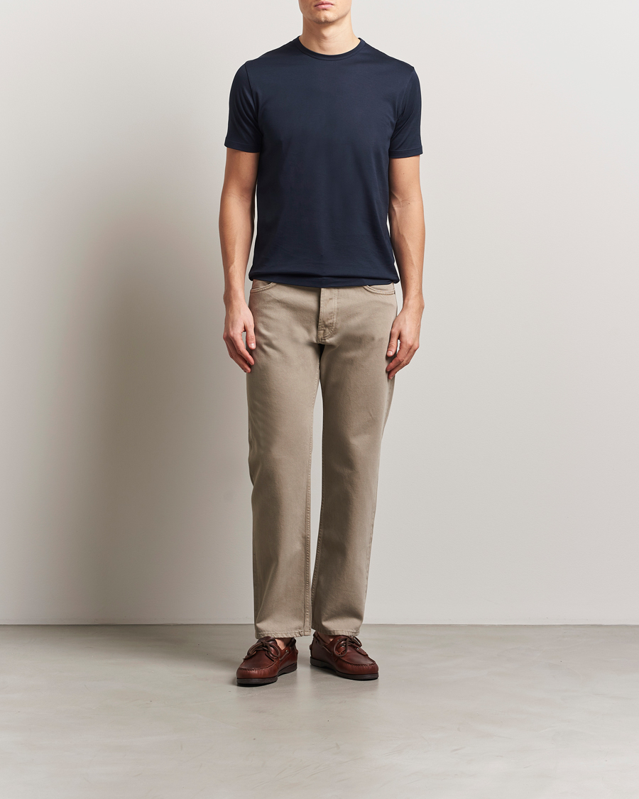 Herre | T-Shirts | Sunspel | Crew Neck Q82 Cotton T-Shirt Midnight Navy