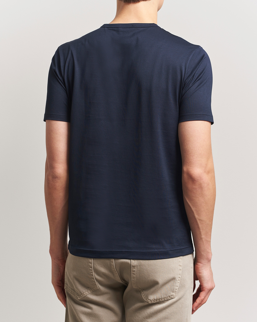 Herre | T-Shirts | Sunspel | Crew Neck Q82 Cotton T-Shirt Midnight Navy
