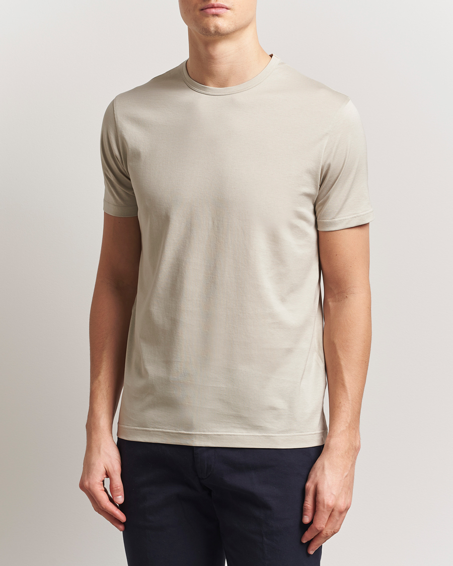 Herre | T-Shirts | Sunspel | Crew Neck Q82 Cotton T-Shirt Ash Grey