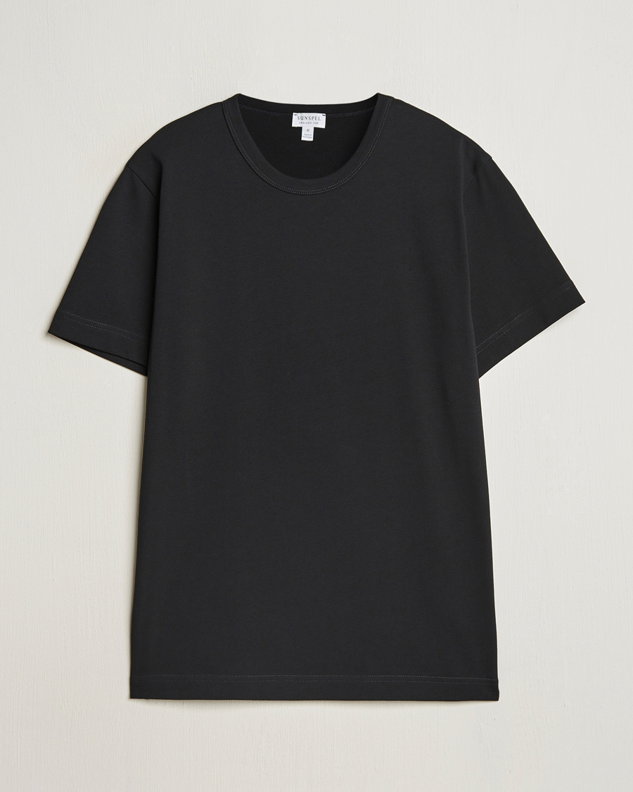 Herre | T-Shirts | Sunspel | Single Jersey Supima Cotton T-Shirt Black