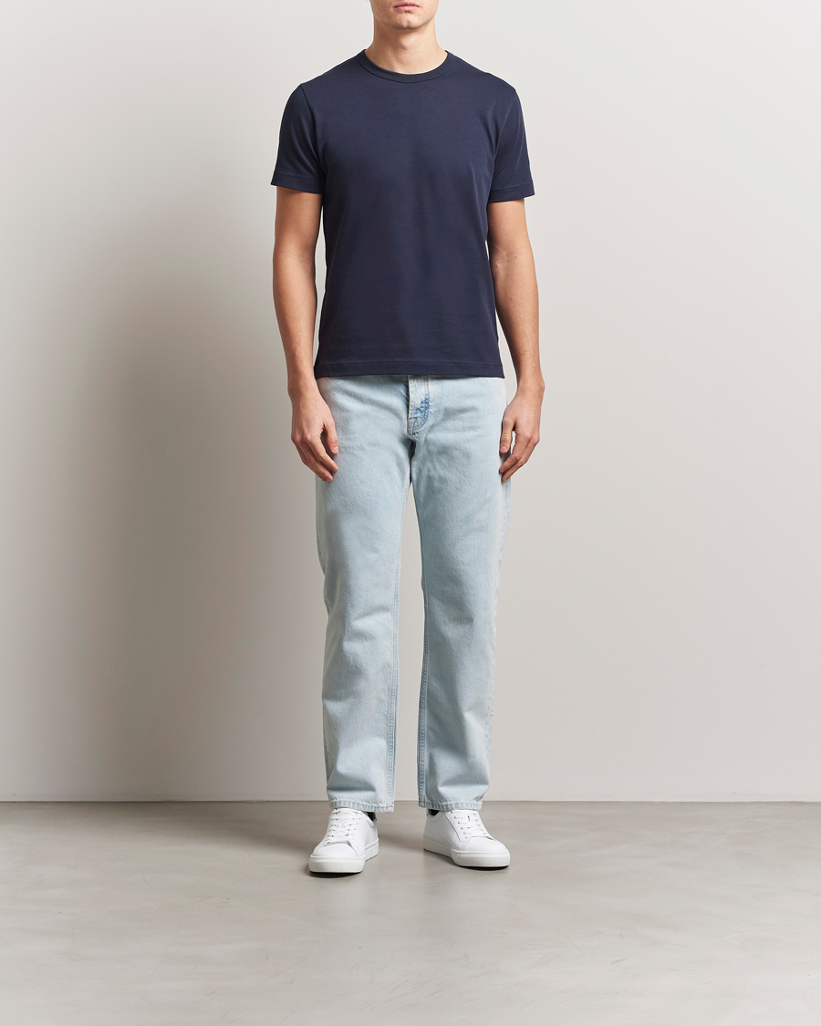 Herre | T-Shirts | Sunspel | Single Jersey Supima Cotton T-Shirt Navy