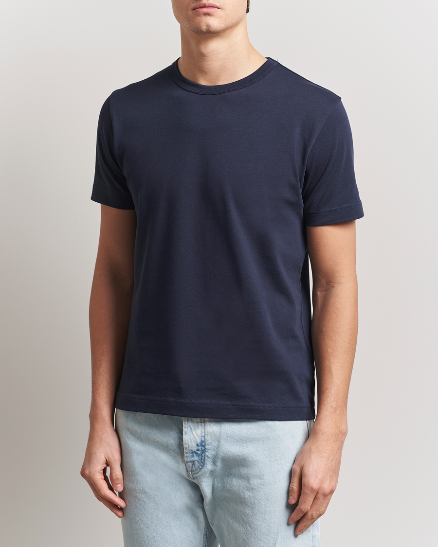 Herre | T-Shirts | Sunspel | Single Jersey Supima Cotton T-Shirt Navy