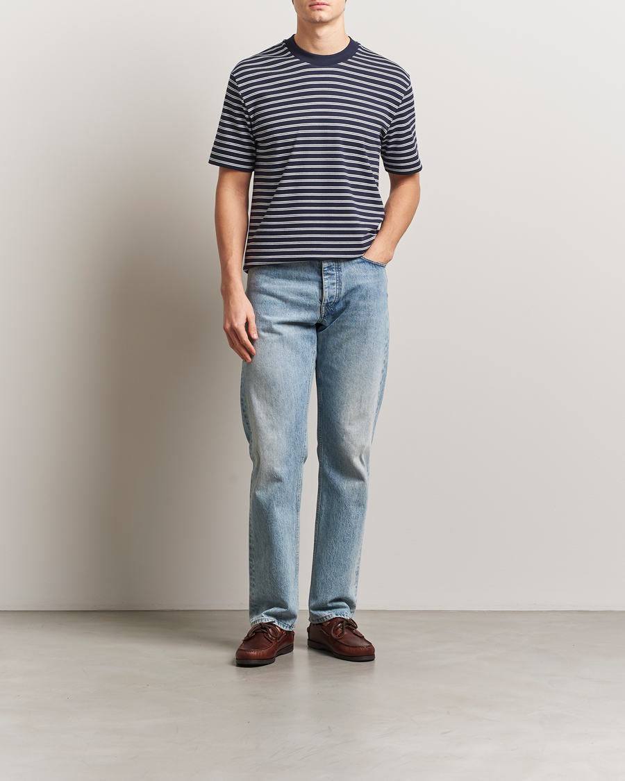 Herre | T-Shirts | Sunspel | Heavy Weight Supima Cotton T-Shirt Navy/White