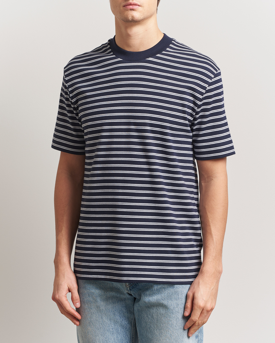 Herre | T-Shirts | Sunspel | Heavy Weight Supima Cotton T-Shirt Navy/White