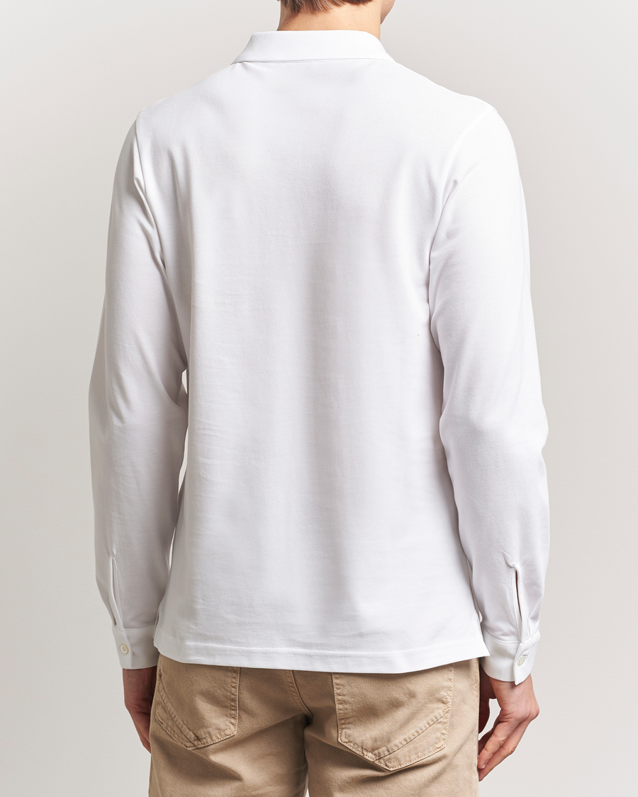 Herre | Pikéer | Sunspel | Supima Cotton Long Sleeve Pique Polo White