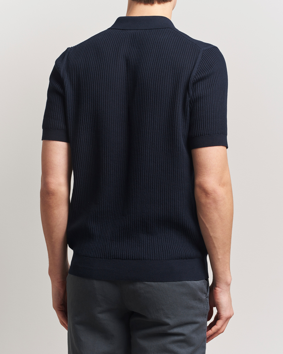Herre | Pikéer | Sunspel | Mesh Knit Stitch Polo Navy