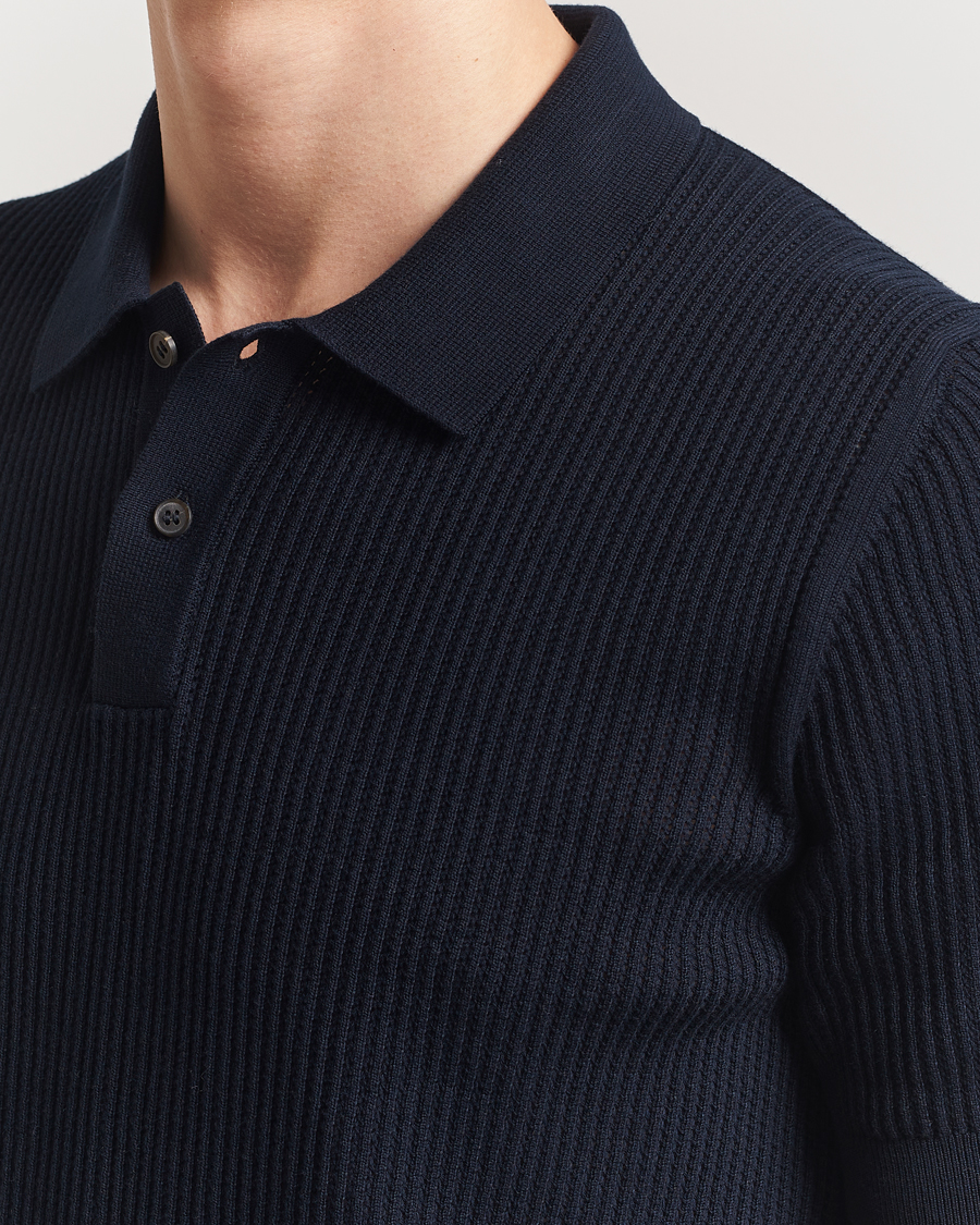 Herre | Pikéer | Sunspel | Mesh Knit Stitch Polo Navy