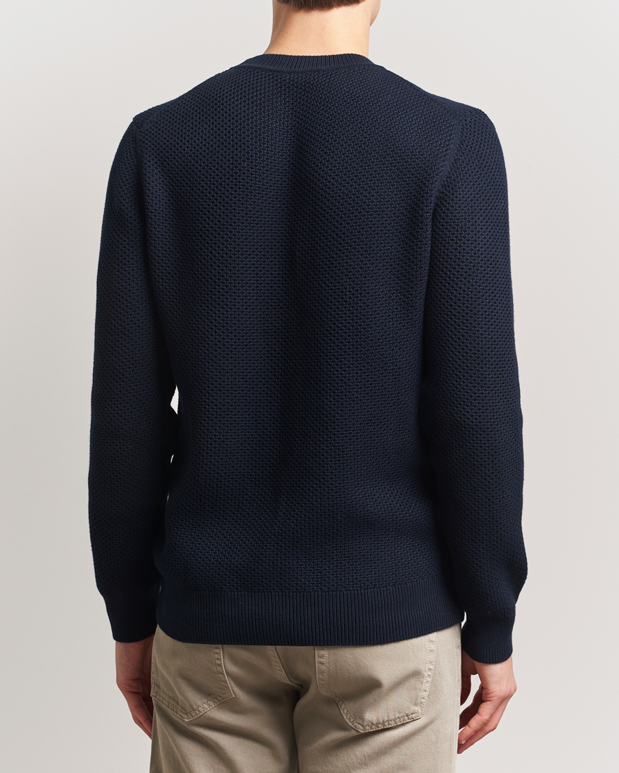Herre | Gensere | Sunspel | Textured Stich Crew Neck Jumper Navy