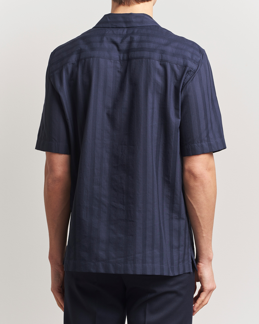 Herre | Skjorter | Sunspel | Embroidered Cotton Camp Shirt Navy