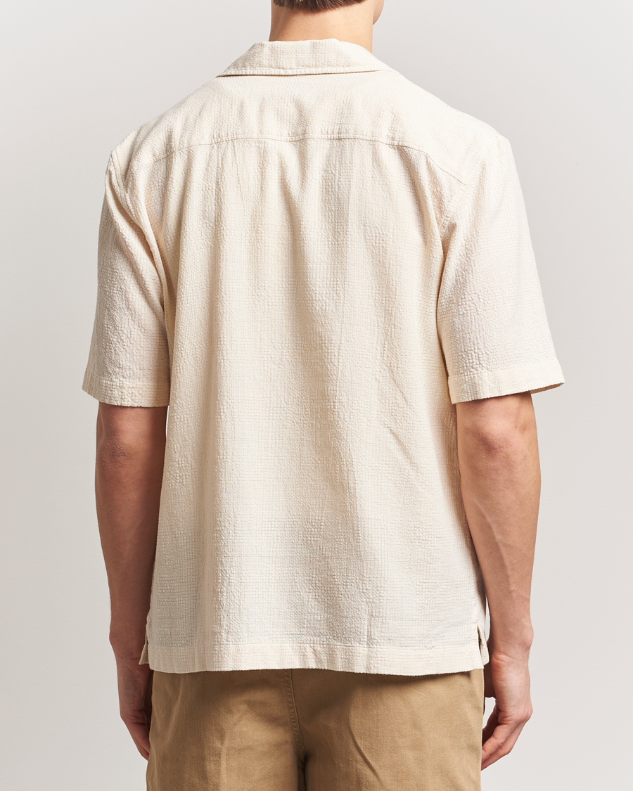 Herre | Skjorter | Sunspel | Loose Weave Check Cotton Camp Shirt Ecru