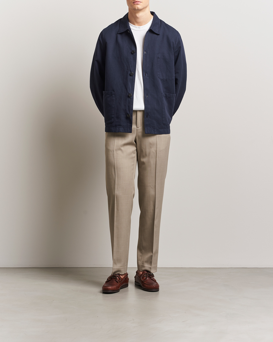 Herre | Skjorter | Sunspel | Twin Pocket Cotton/Linen Jacket Navy