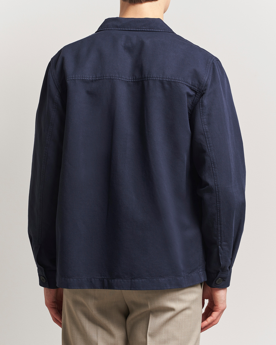 Herre | Skjorter | Sunspel | Twin Pocket Cotton/Linen Jacket Navy