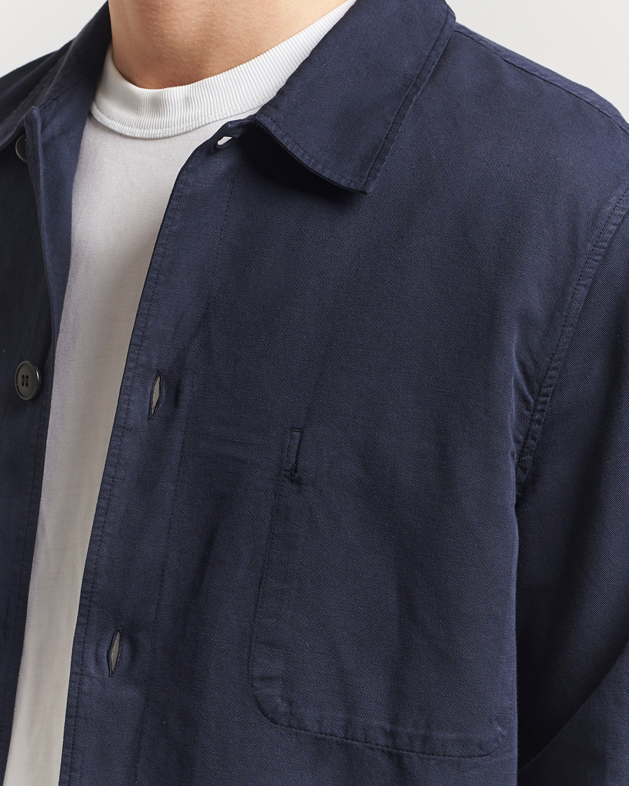 Herre | Skjorter | Sunspel | Twin Pocket Cotton/Linen Jacket Navy