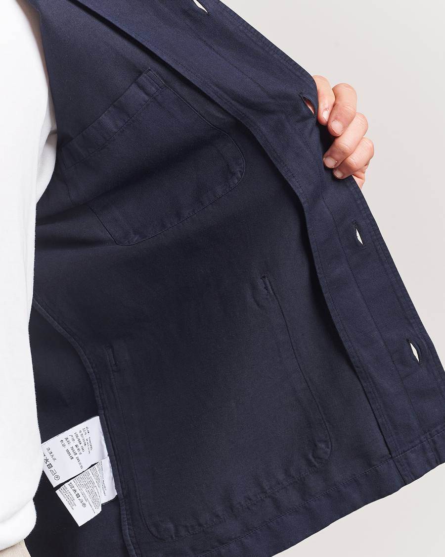 Herre | Skjorter | Sunspel | Twin Pocket Cotton/Linen Jacket Navy