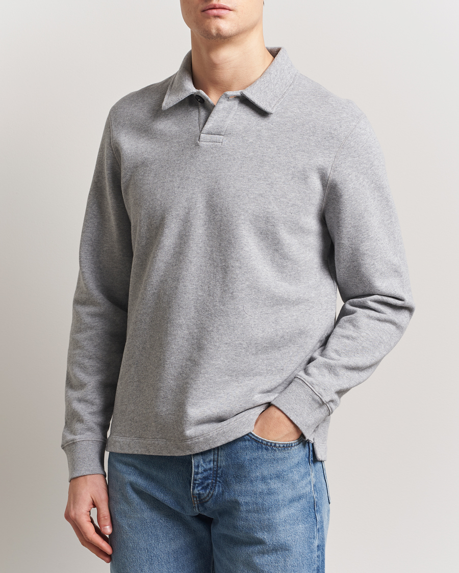 Herre | Gensere | Sunspel | Loopback Polo Sweatshirt Grey Melange