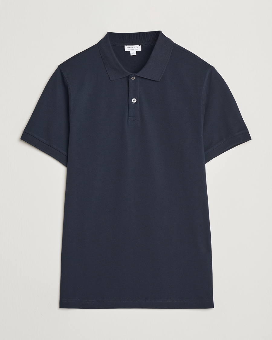 Herre | Pikéer | Sunspel | Supima Cotton Short Sleeve Pique Polo Midnight Navy