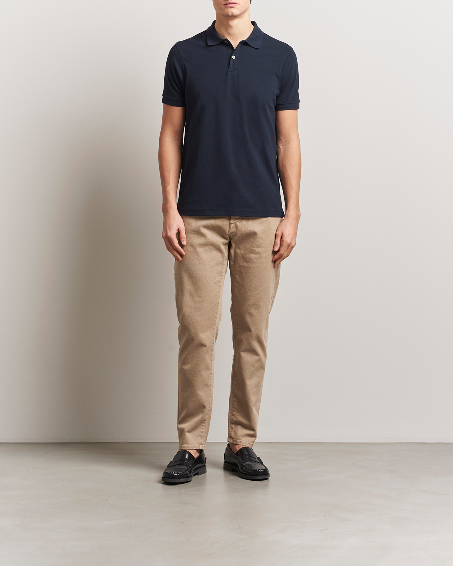 Herre | Pikéer | Sunspel | Supima Cotton Short Sleeve Pique Polo Midnight Navy