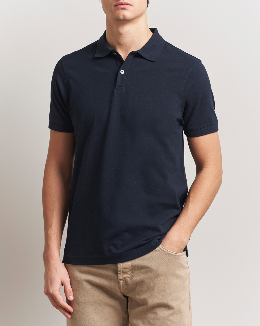 Herre | Pikéer | Sunspel | Supima Cotton Short Sleeve Pique Polo Midnight Navy