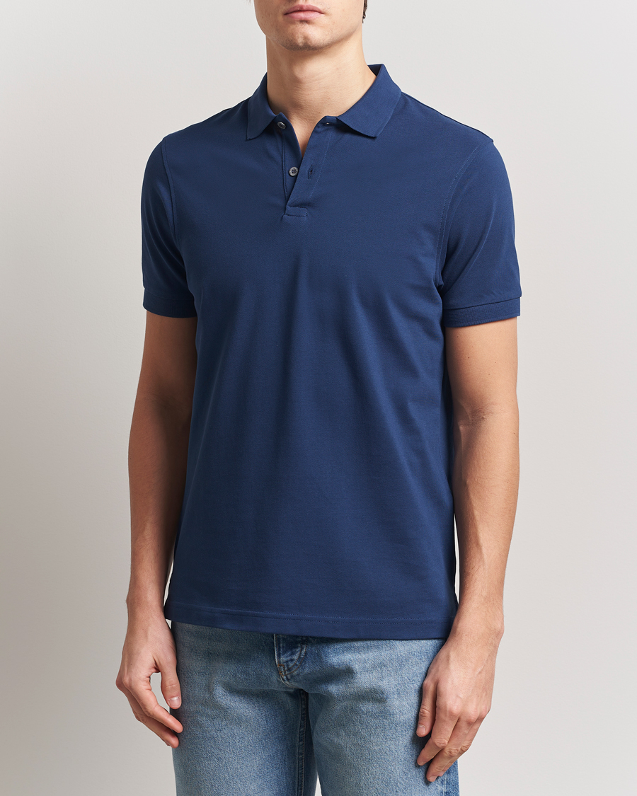 Herre | Pikéer | Sunspel | Supima Cotton Short Sleeve Pique Polo Ink Blue
