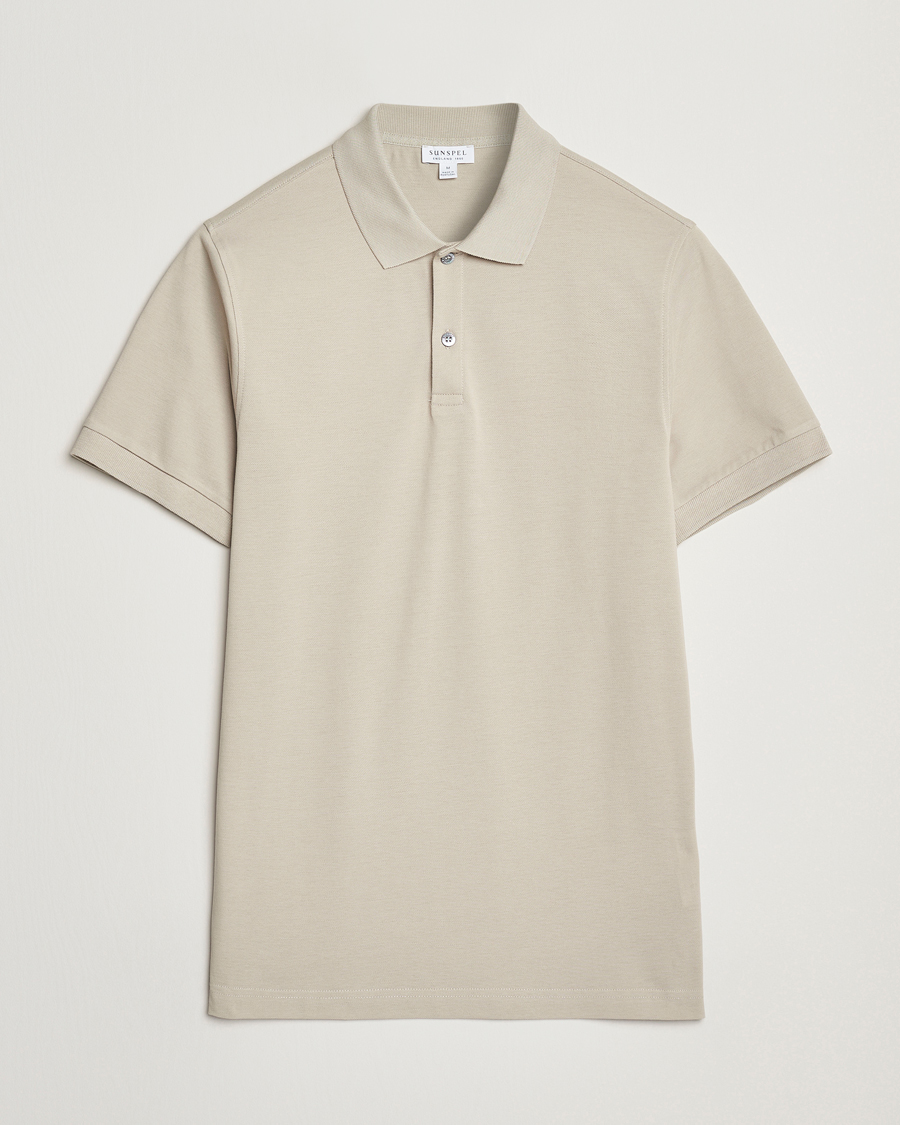 Herre | Pikéer | Sunspel | Supima Cotton Short Sleeve Pique Polo Ash Grey