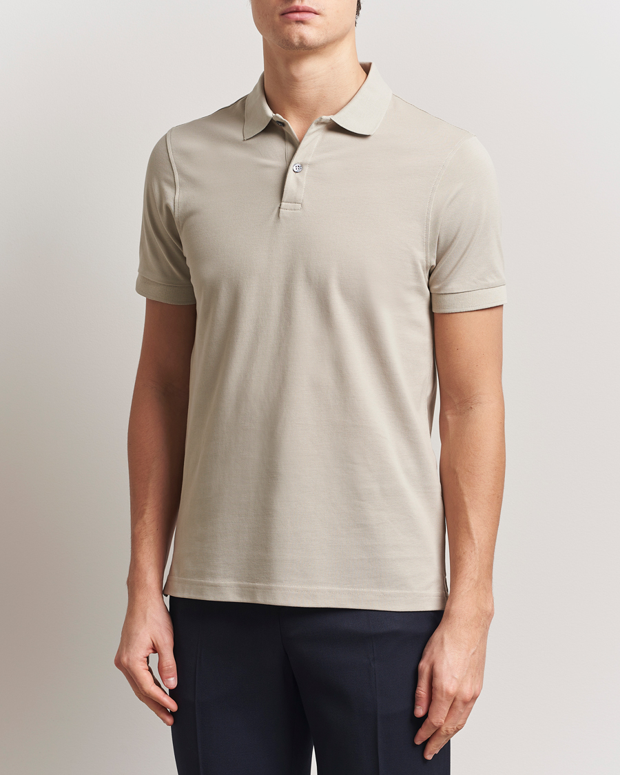 Herre | Pikéer | Sunspel | Supima Cotton Short Sleeve Pique Polo Ash Grey