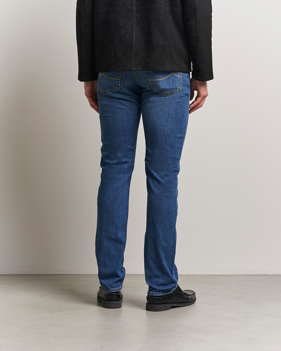 Herre | Jeans | Jacob Cohën | Bard Slim Fit Denim/Linen Jeans Mid Blue