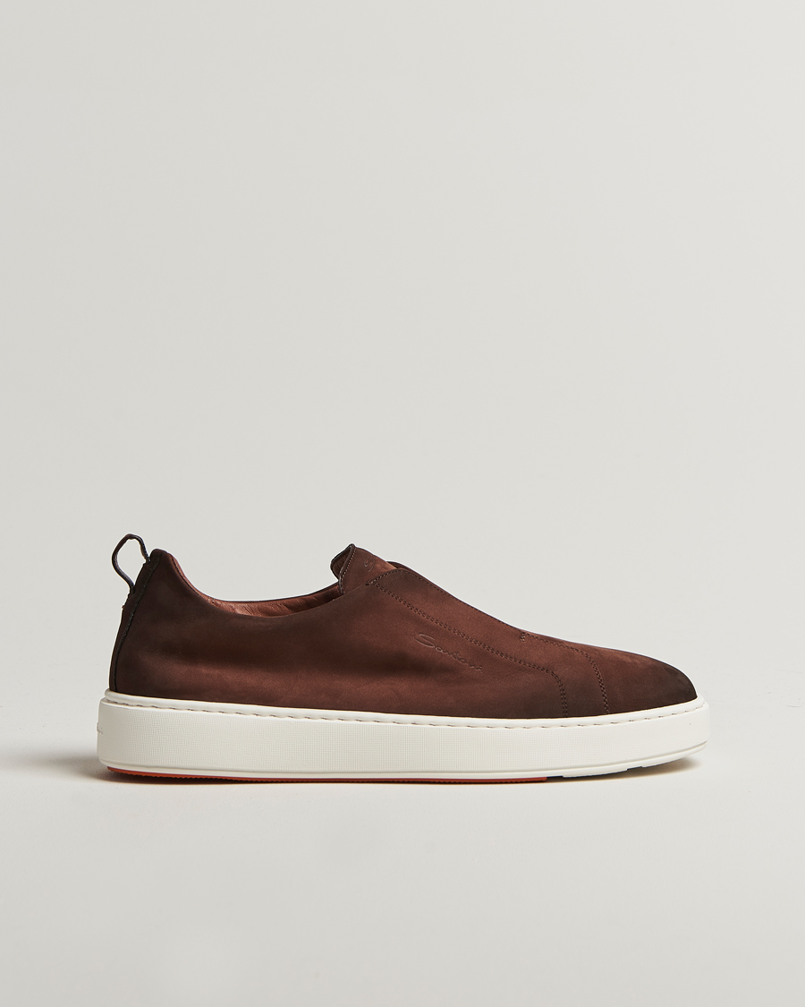 Herre | Sneakers | Santoni | Cleanic No Lace Sneakers Brown Nubuck