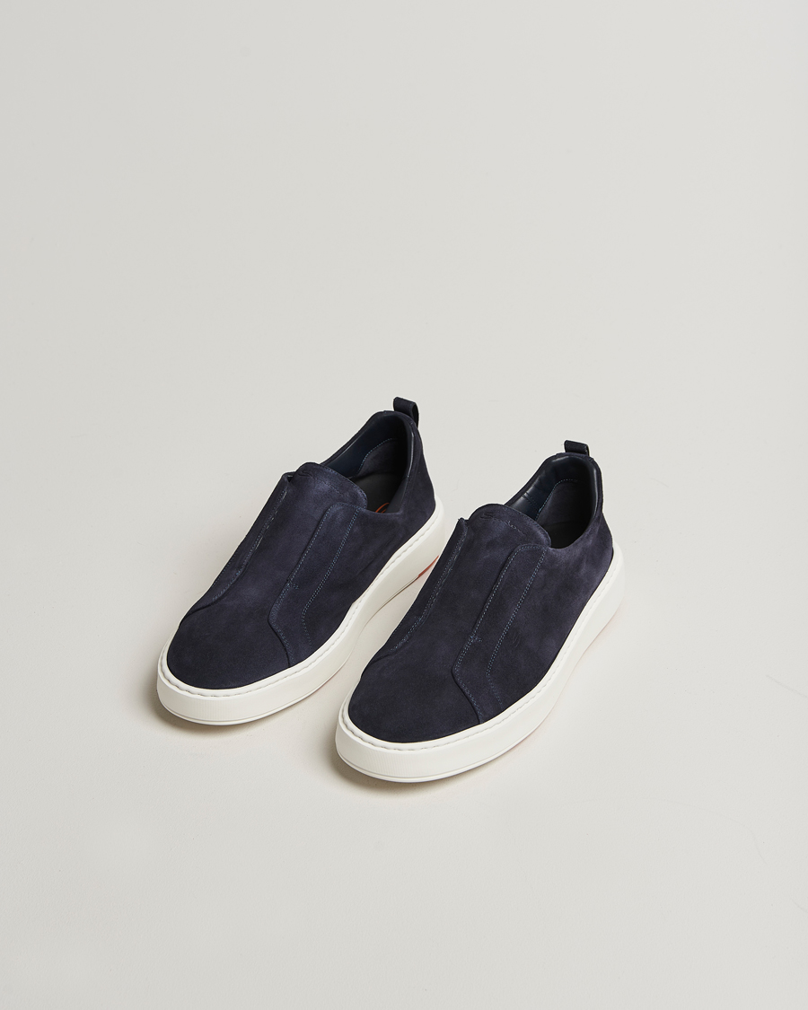 Herre | Sneakers | Santoni | Cleanic No Lace Sneakers Navy Suede
