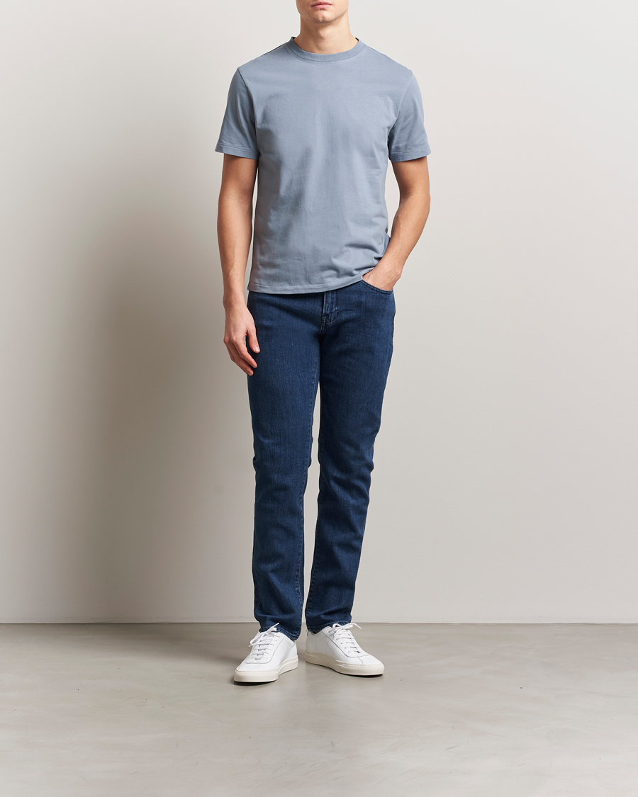 Herre | T-Shirts | FRAME | Logo T-Shirt Smoky Blue