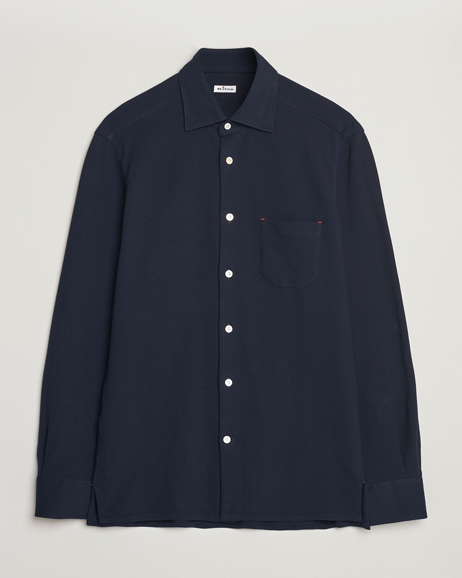 Herre | Skjorter | Kiton | Jersey Piquet Shirt Navy