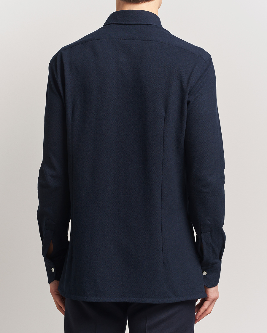 Herre | Skjorter | Kiton | Jersey Piquet Shirt Navy