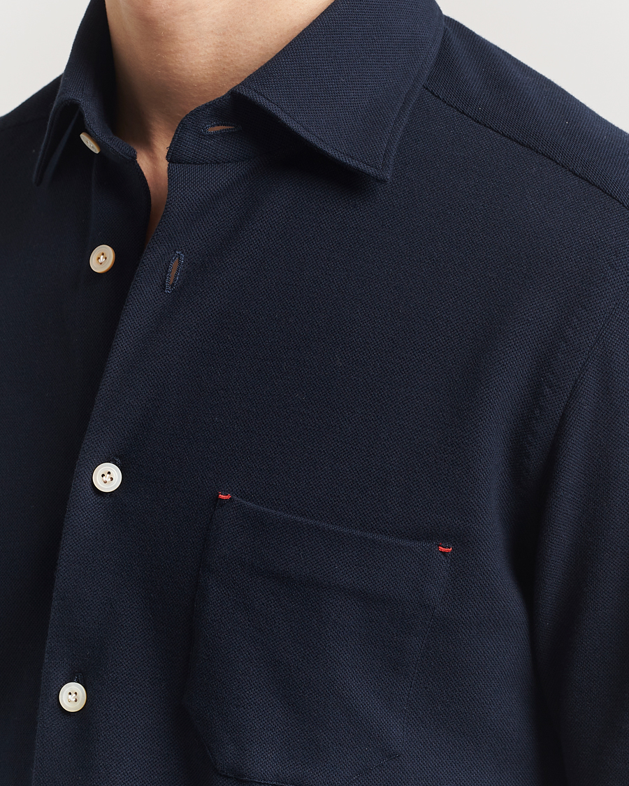 Herre | Skjorter | Kiton | Jersey Piquet Shirt Navy
