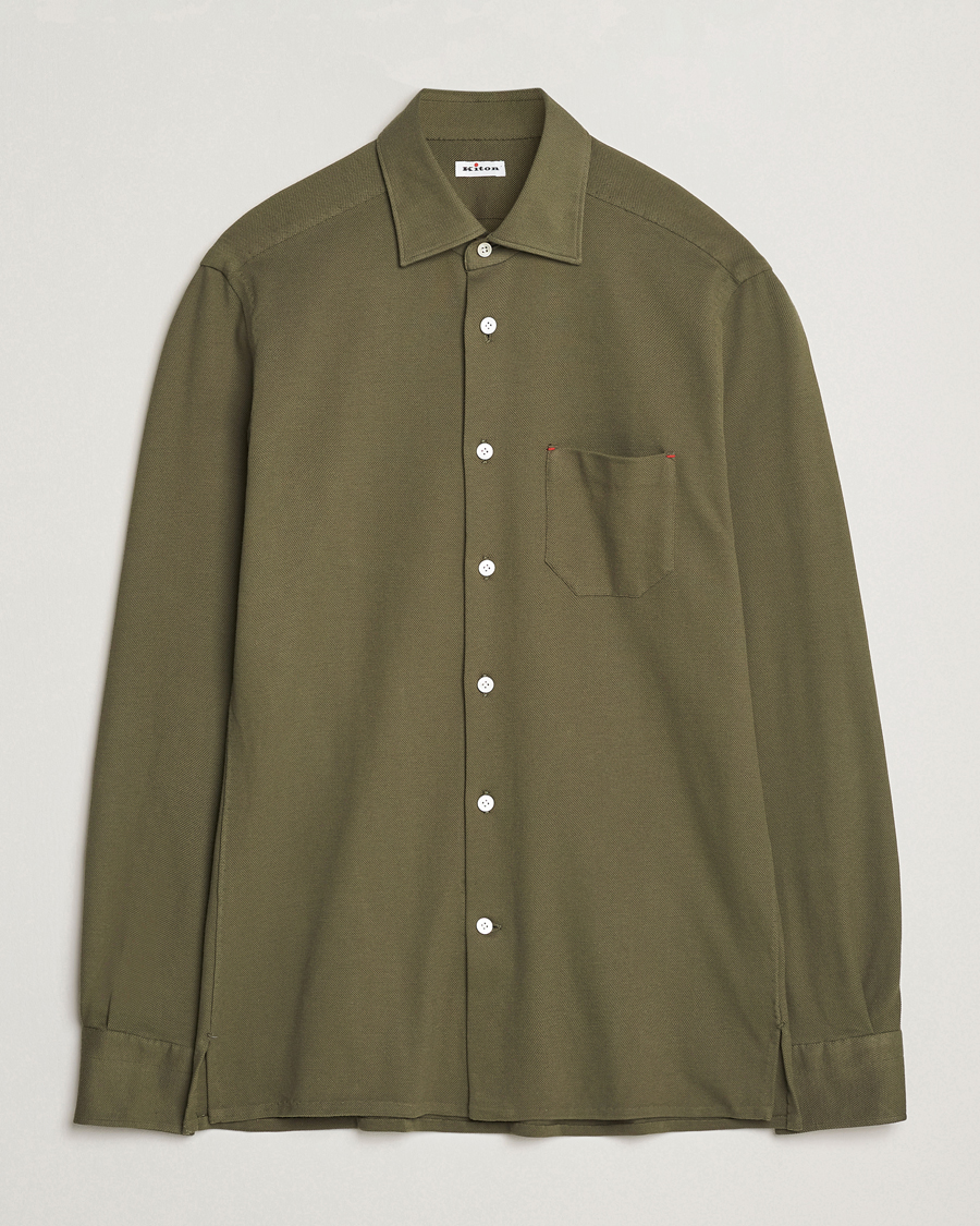 Herre | Skjorter | Kiton | Jersey Piquet Shirt Militare
