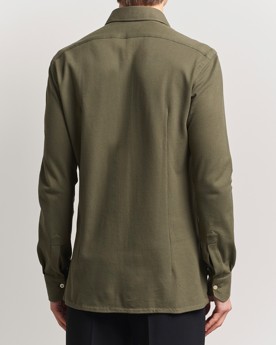 Herre | Skjorter | Kiton | Jersey Piquet Shirt Militare