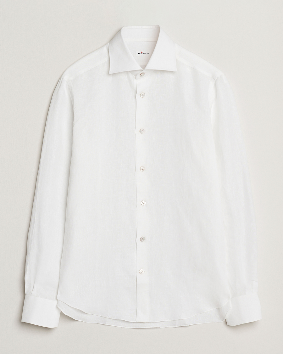 Herre | Skjorter | Kiton | Linen Sport Shirt White