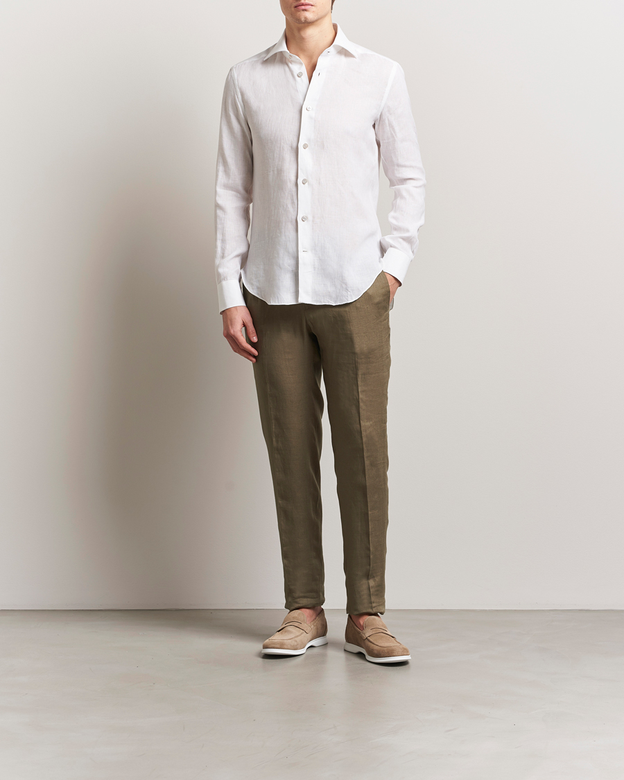Herre | Skjorter | Kiton | Linen Sport Shirt White