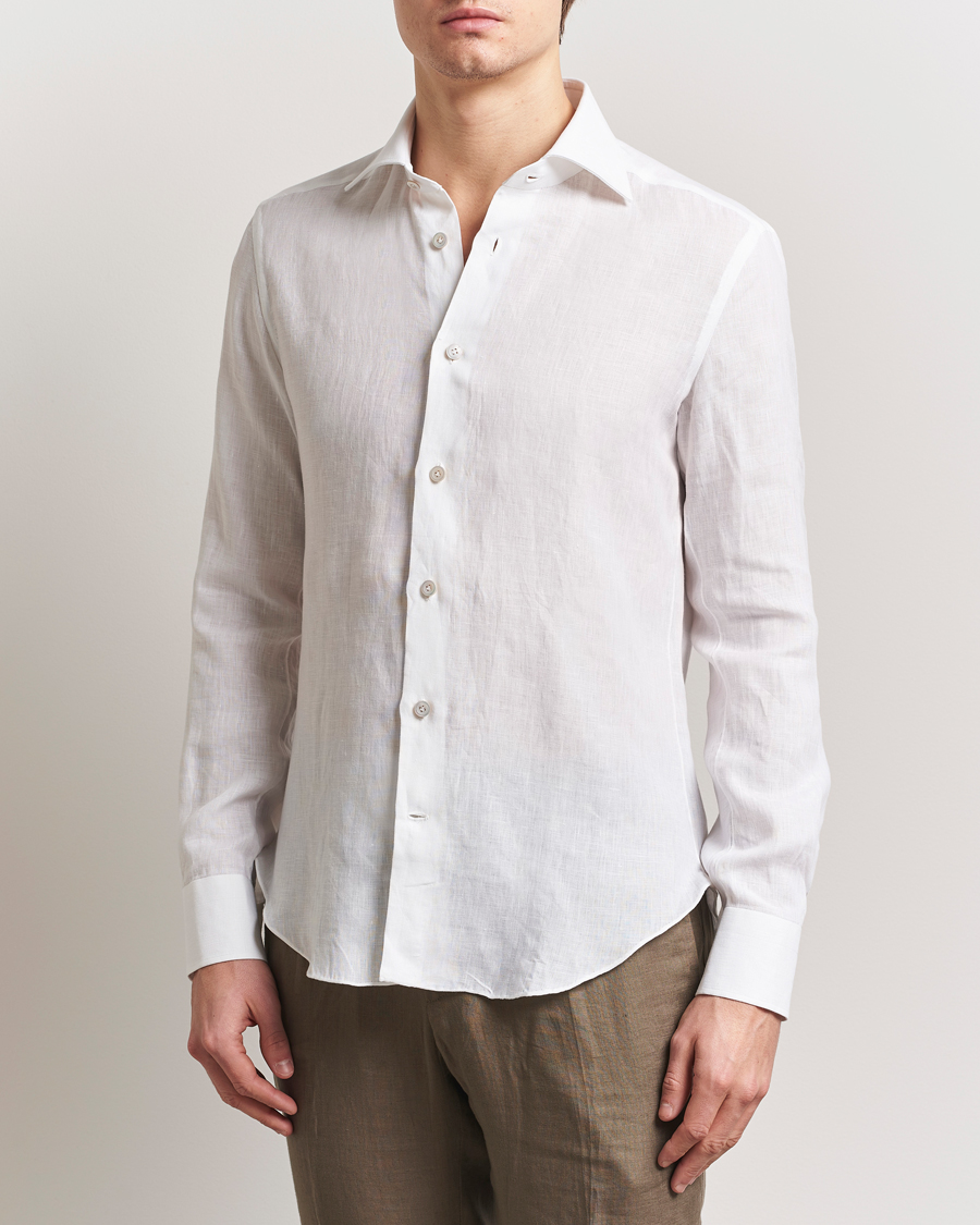 Herre | Skjorter | Kiton | Linen Sport Shirt White